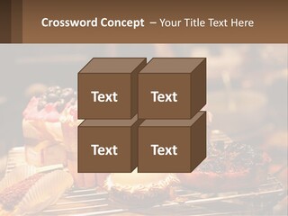 A Table Topped With Cakes And Pastries Covered In Icing PowerPoint Template
