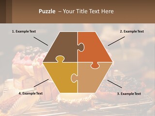 A Table Topped With Cakes And Pastries Covered In Icing PowerPoint Template