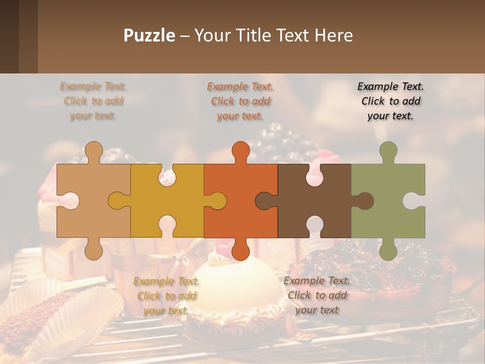 A Table Topped With Cakes And Pastries Covered In Icing PowerPoint Template