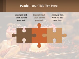 A Table Topped With Cakes And Pastries Covered In Icing PowerPoint Template