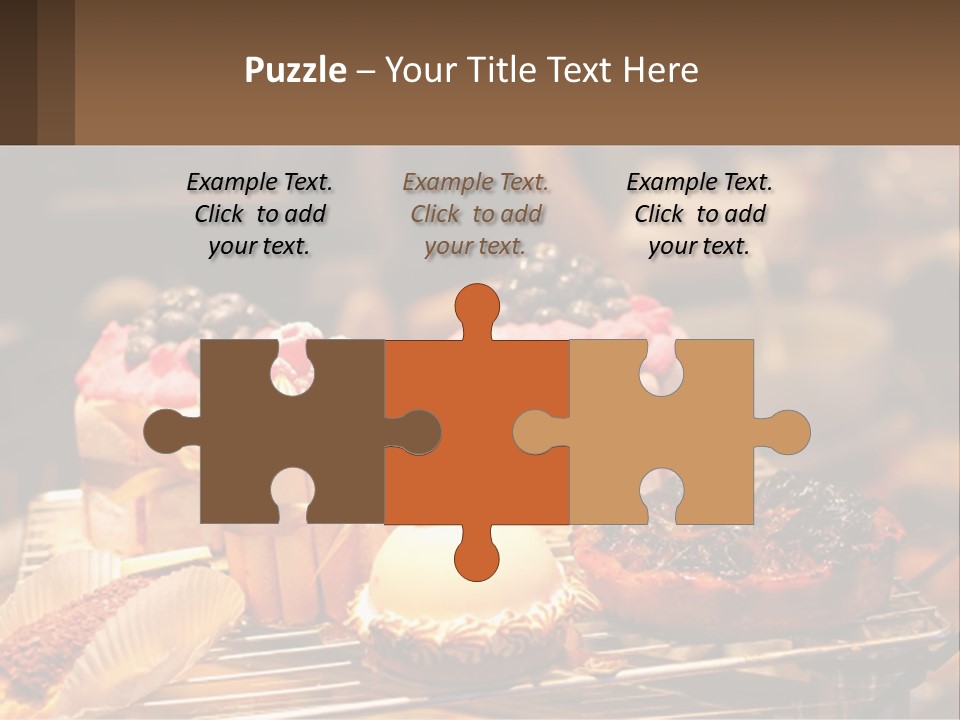 A Table Topped With Cakes And Pastries Covered In Icing PowerPoint Template