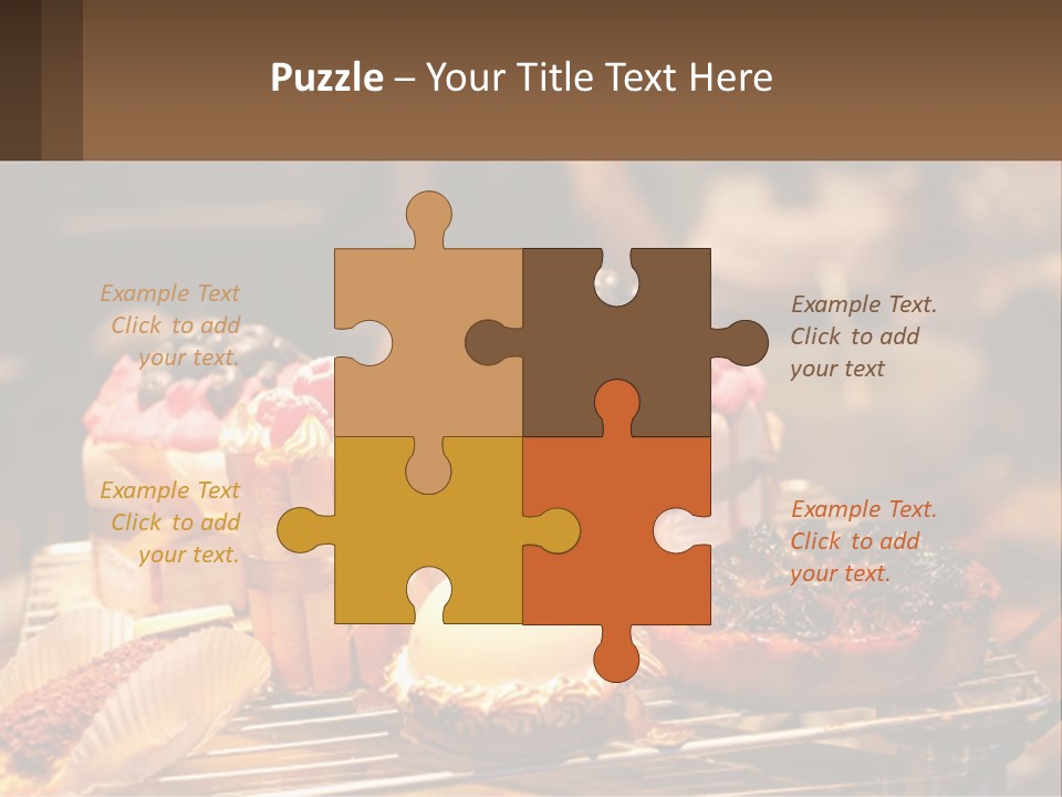 A Table Topped With Cakes And Pastries Covered In Icing PowerPoint Template