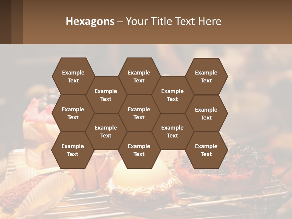 A Table Topped With Cakes And Pastries Covered In Icing PowerPoint Template