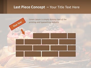 A Table Topped With Cakes And Pastries Covered In Icing PowerPoint Template