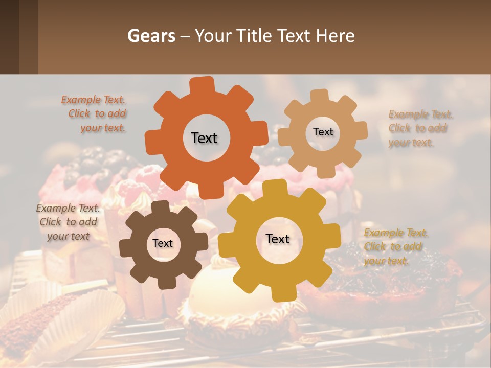 A Table Topped With Cakes And Pastries Covered In Icing PowerPoint Template