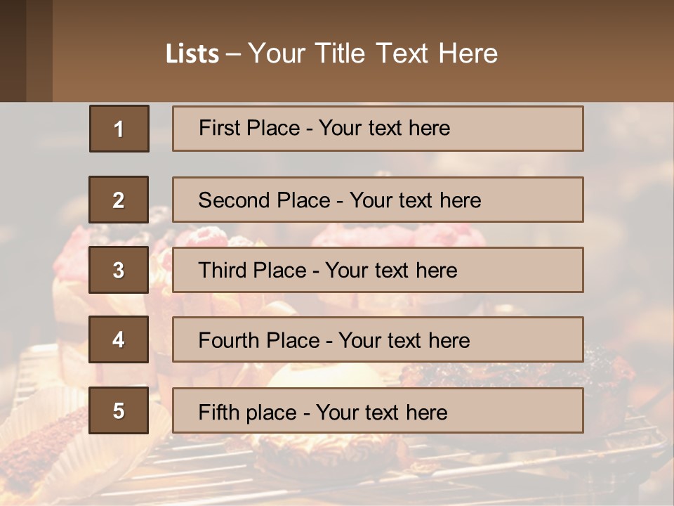 A Table Topped With Cakes And Pastries Covered In Icing PowerPoint Template