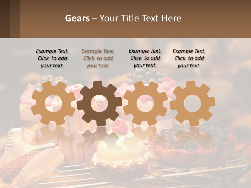 A Table Topped With Cakes And Pastries Covered In Icing PowerPoint Template