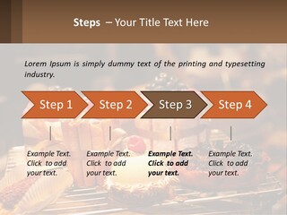 A Table Topped With Cakes And Pastries Covered In Icing PowerPoint Template
