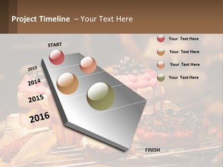 A Table Topped With Cakes And Pastries Covered In Icing PowerPoint Template