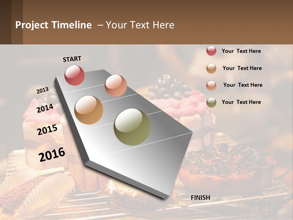 A Table Topped With Cakes And Pastries Covered In Icing PowerPoint Template