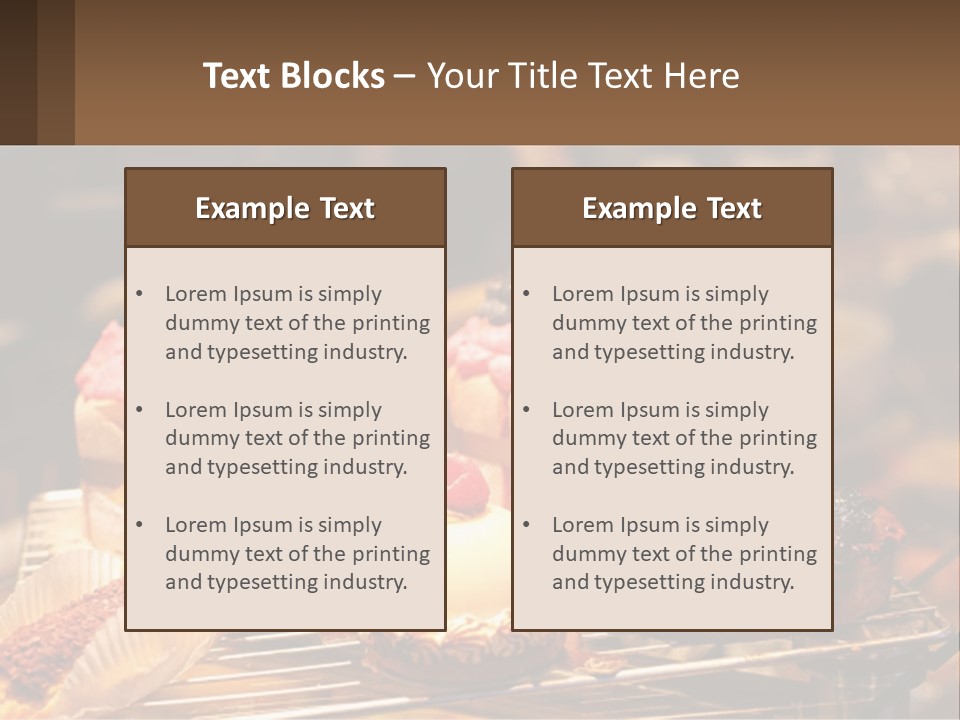 A Table Topped With Cakes And Pastries Covered In Icing PowerPoint Template