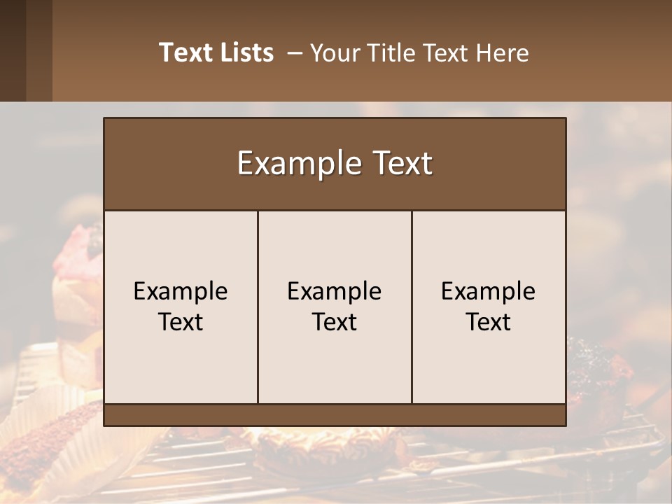 A Table Topped With Cakes And Pastries Covered In Icing PowerPoint Template