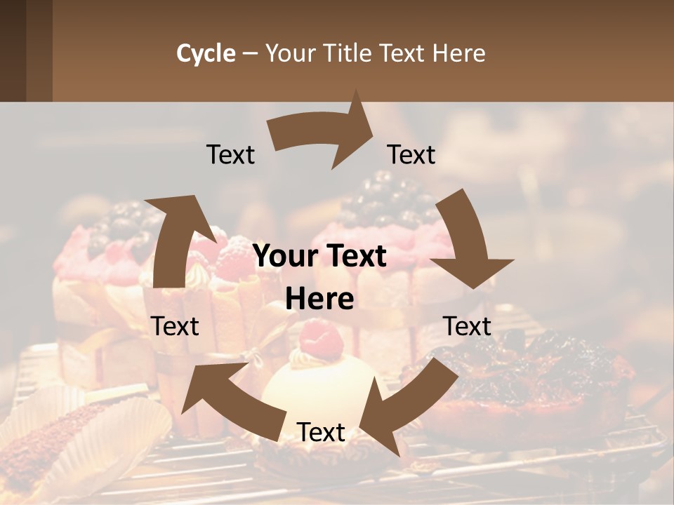 A Table Topped With Cakes And Pastries Covered In Icing PowerPoint Template
