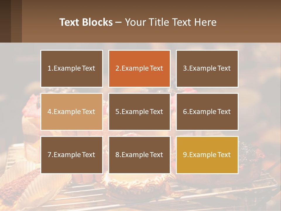 A Table Topped With Cakes And Pastries Covered In Icing PowerPoint Template