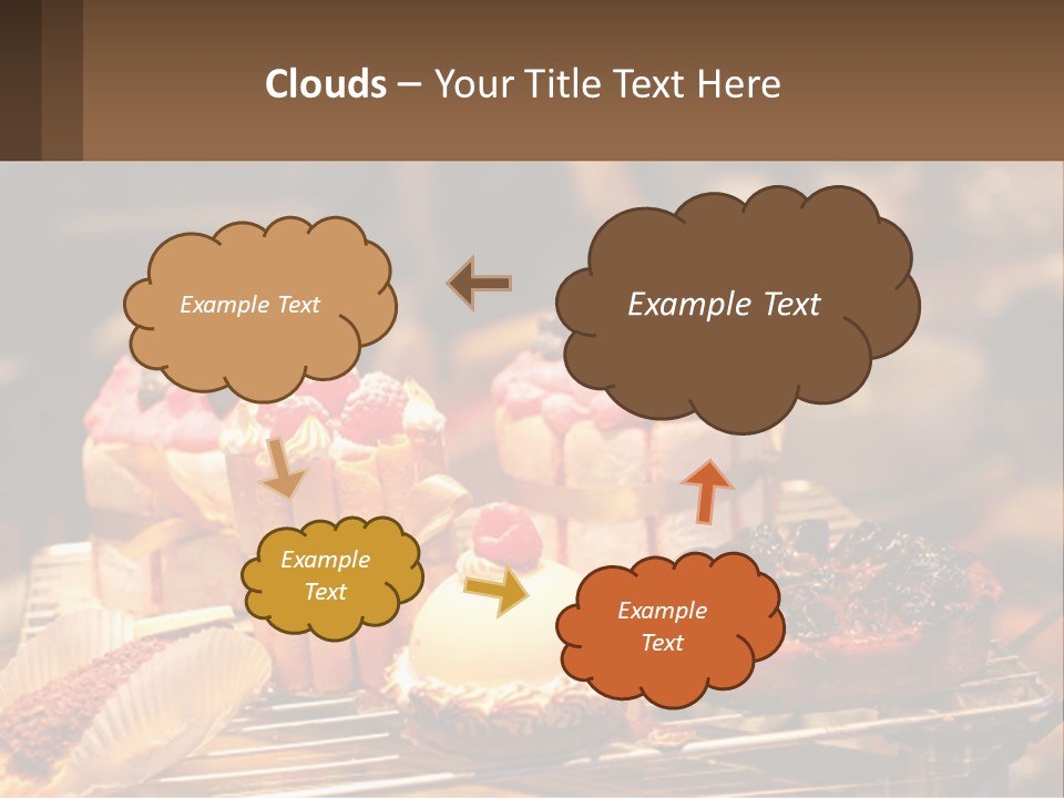 A Table Topped With Cakes And Pastries Covered In Icing PowerPoint Template