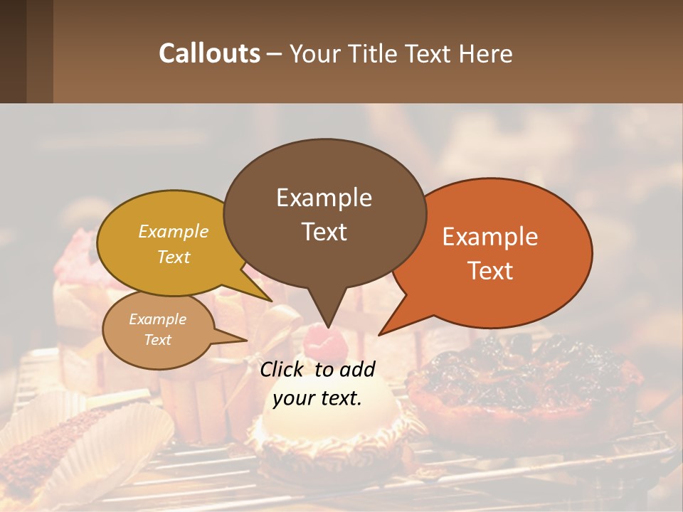 A Table Topped With Cakes And Pastries Covered In Icing PowerPoint Template