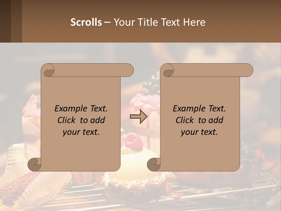 A Table Topped With Cakes And Pastries Covered In Icing PowerPoint Template