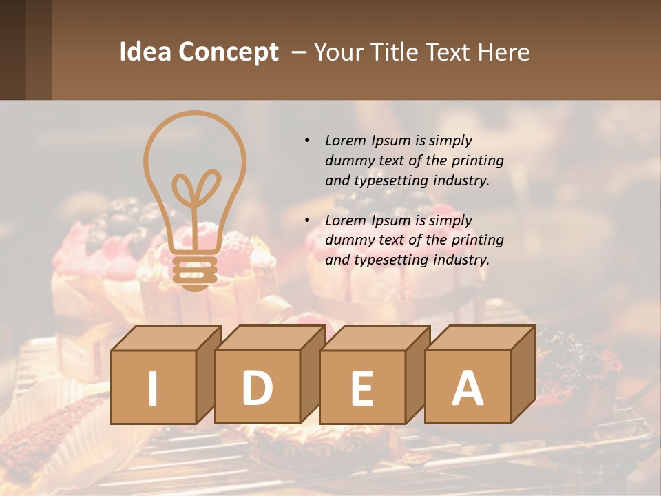 A Table Topped With Cakes And Pastries Covered In Icing PowerPoint Template