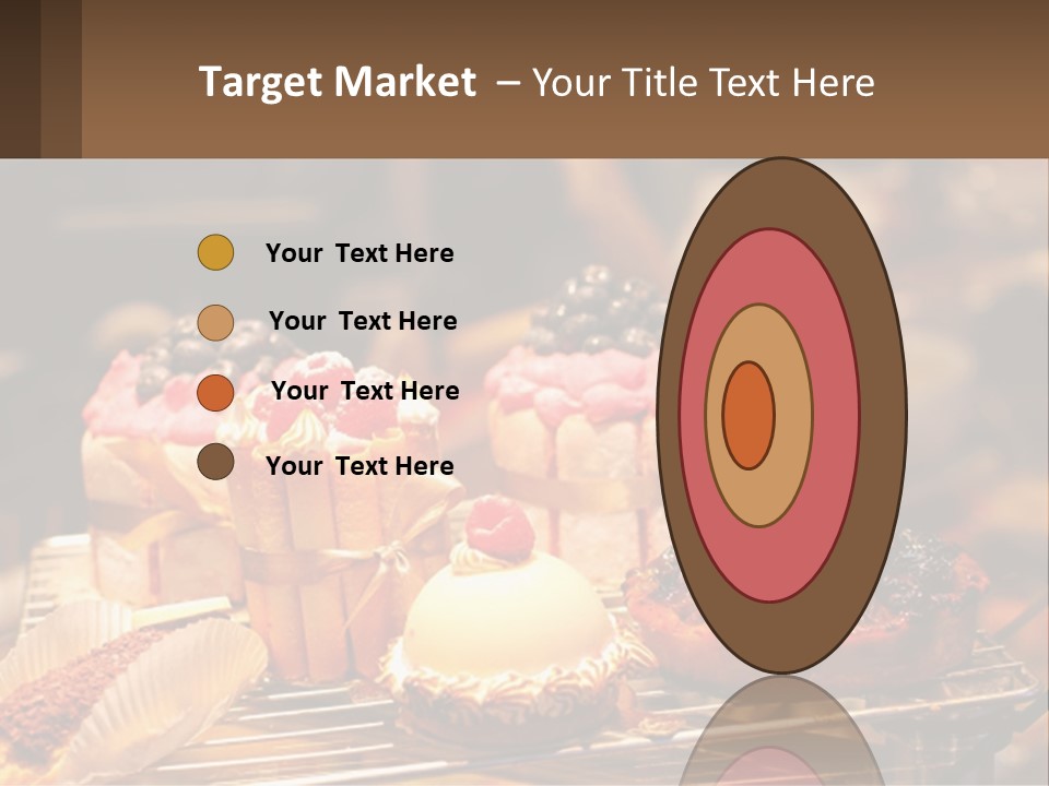 A Table Topped With Cakes And Pastries Covered In Icing PowerPoint Template