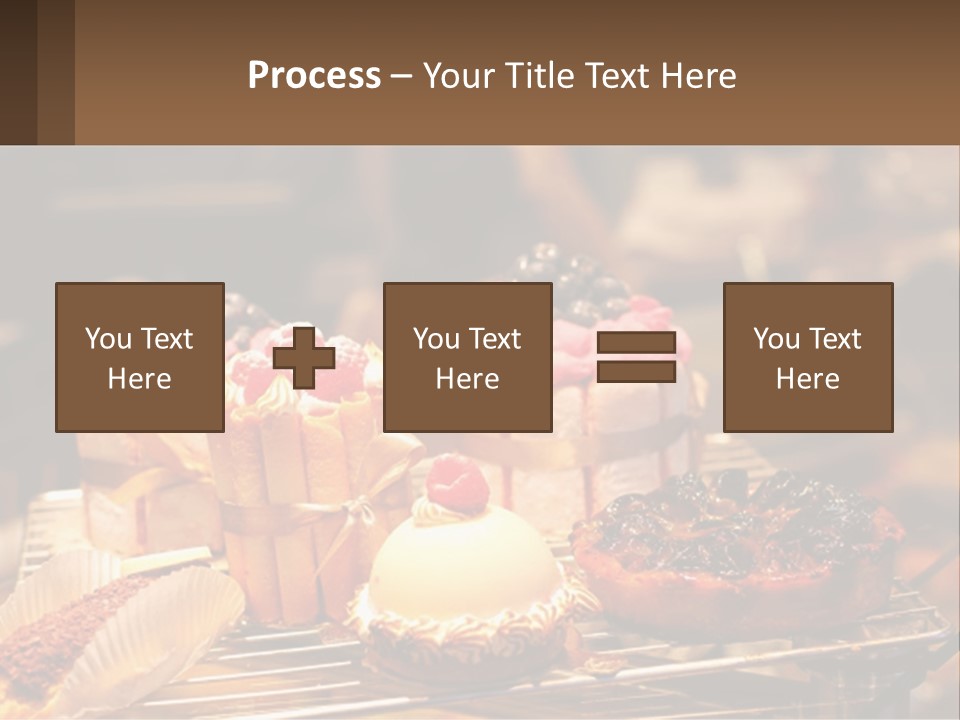 A Table Topped With Cakes And Pastries Covered In Icing PowerPoint Template