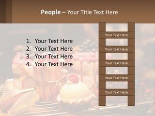A Table Topped With Cakes And Pastries Covered In Icing PowerPoint Template