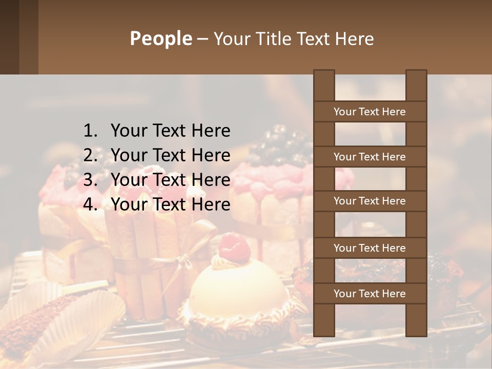 A Table Topped With Cakes And Pastries Covered In Icing PowerPoint Template