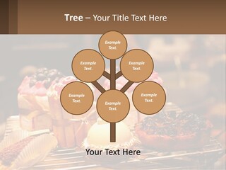 A Table Topped With Cakes And Pastries Covered In Icing PowerPoint Template