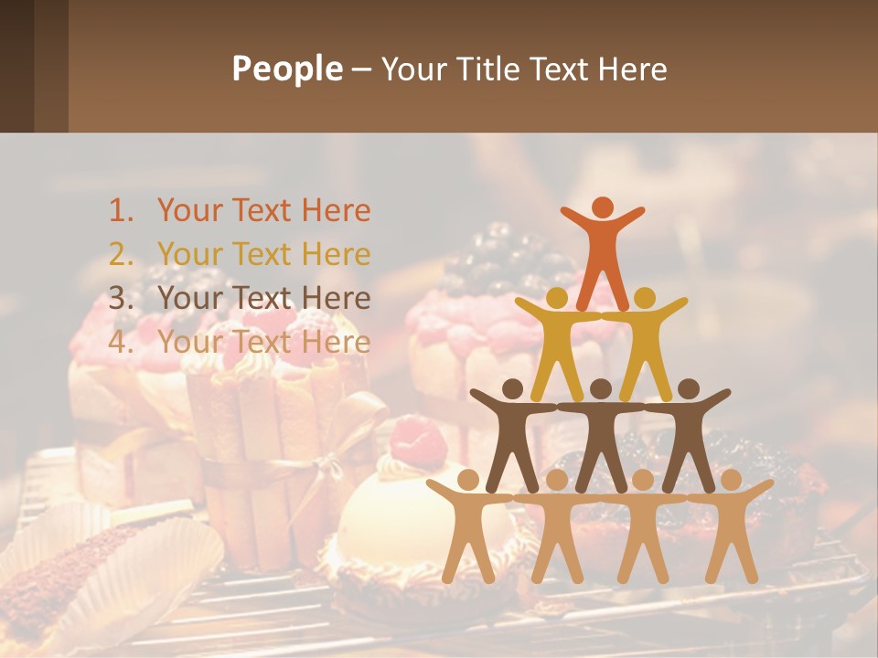 A Table Topped With Cakes And Pastries Covered In Icing PowerPoint Template