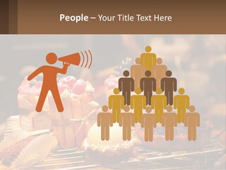 A Table Topped With Cakes And Pastries Covered In Icing PowerPoint Template