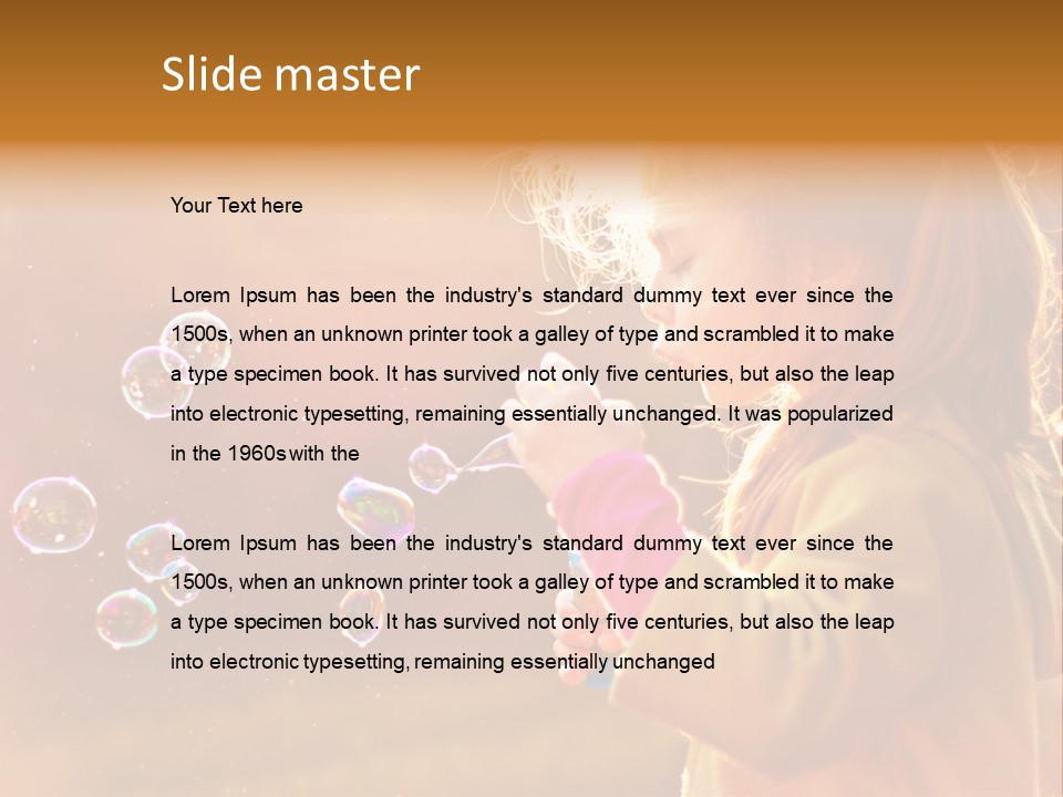 A Little Girl Blowing Bubbles In The Air PowerPoint Template