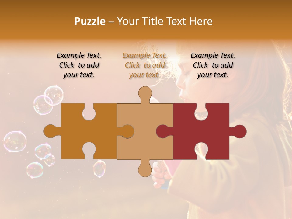 A Little Girl Blowing Bubbles In The Air PowerPoint Template