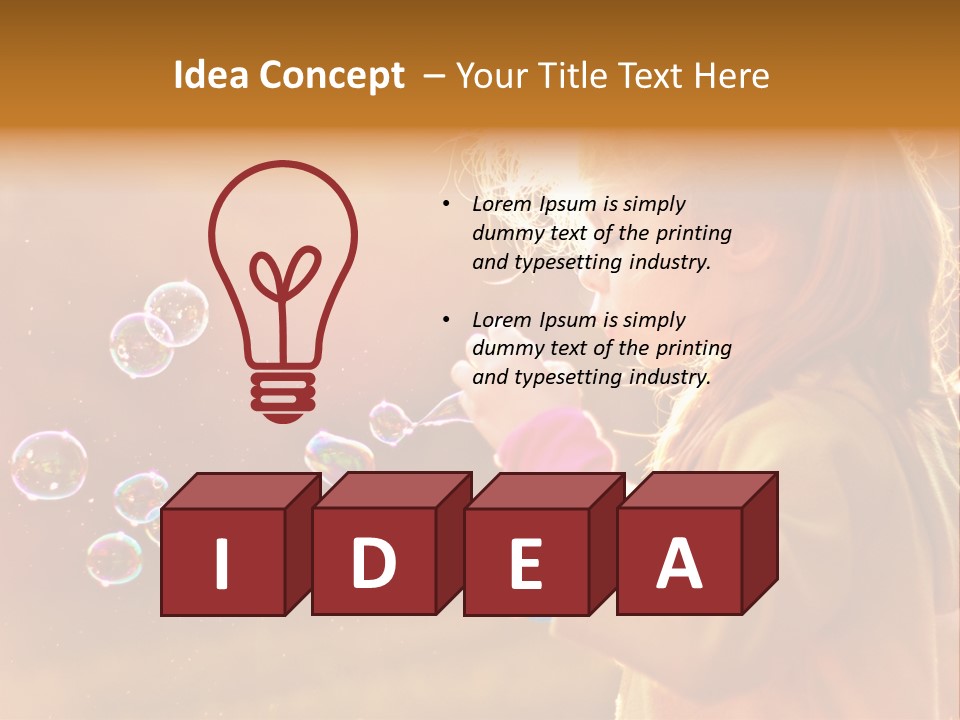 A Little Girl Blowing Bubbles In The Air PowerPoint Template