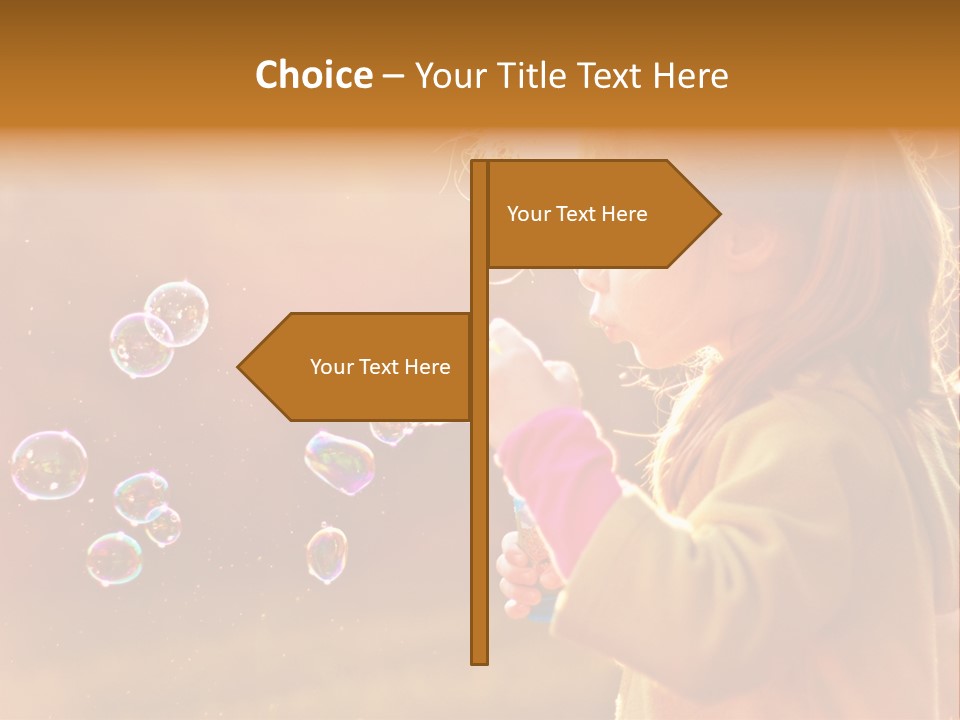 A Little Girl Blowing Bubbles In The Air PowerPoint Template