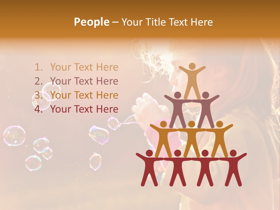 A Little Girl Blowing Bubbles In The Air PowerPoint Template