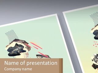 Two Pictures Of A Penguin With A Red Object In It's Mouth PowerPoint Template