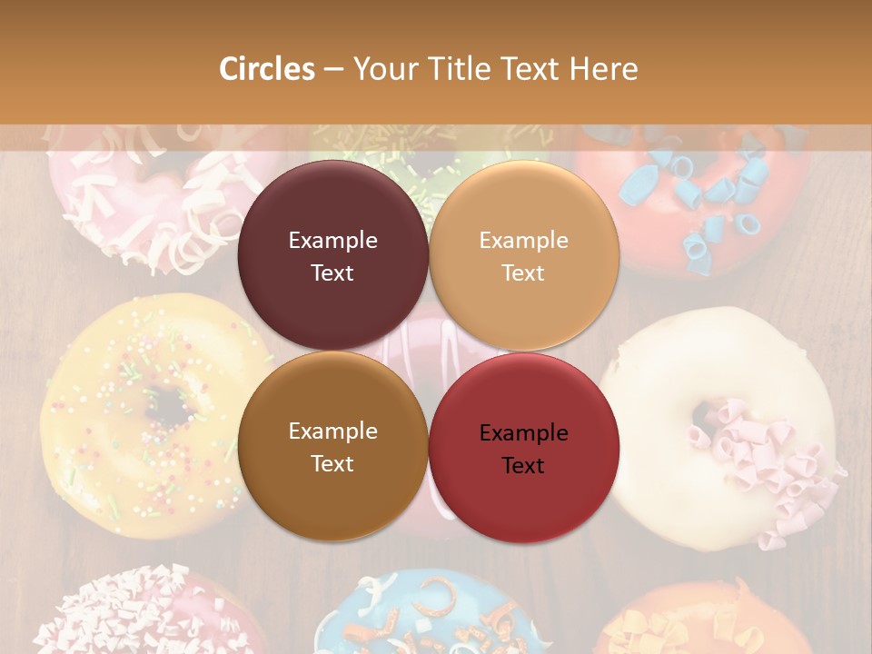 A Group Of Donuts Sitting On Top Of A Wooden Table PowerPoint Template