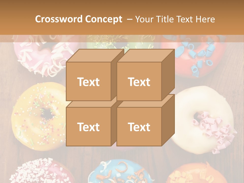 A Group Of Donuts Sitting On Top Of A Wooden Table PowerPoint Template