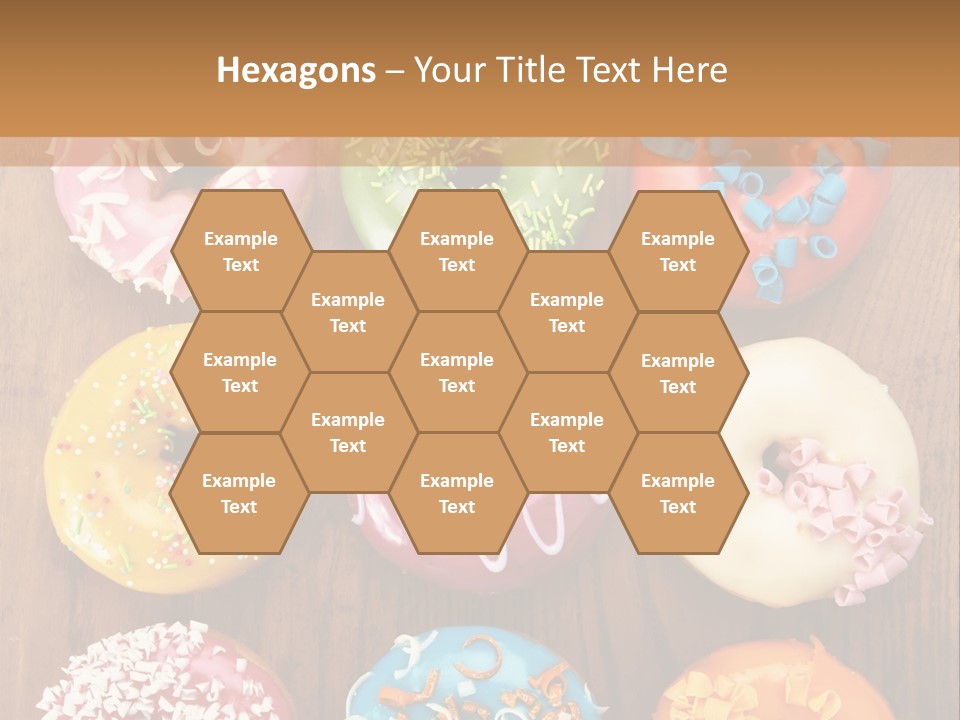 A Group Of Donuts Sitting On Top Of A Wooden Table PowerPoint Template