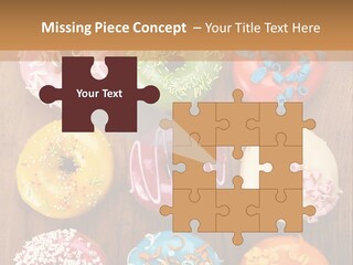 A Group Of Donuts Sitting On Top Of A Wooden Table PowerPoint Template