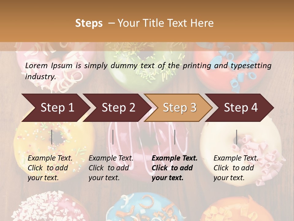 A Group Of Donuts Sitting On Top Of A Wooden Table PowerPoint Template