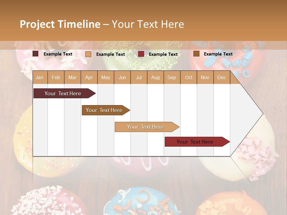 A Group Of Donuts Sitting On Top Of A Wooden Table PowerPoint Template