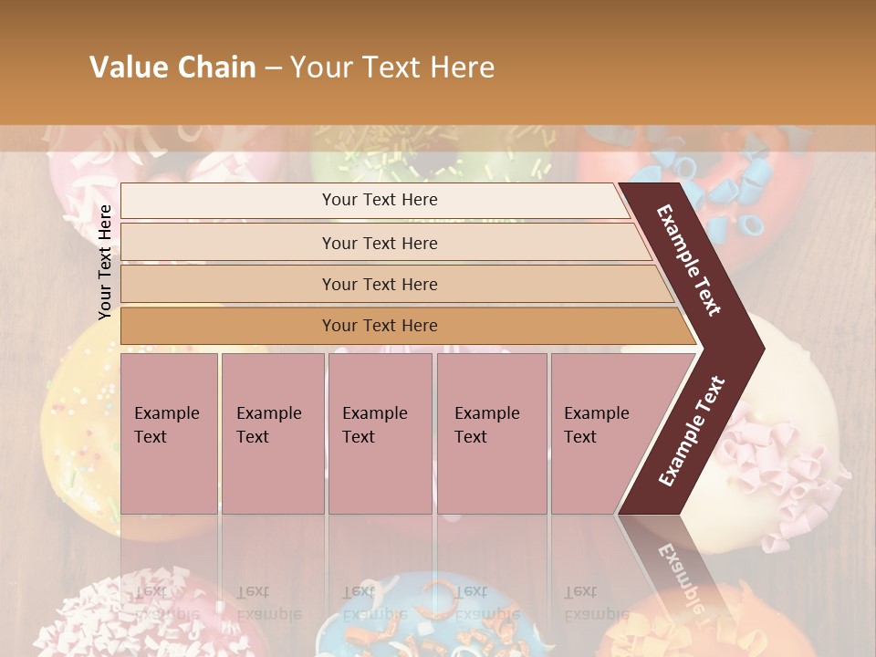 A Group Of Donuts Sitting On Top Of A Wooden Table PowerPoint Template