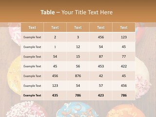 A Group Of Donuts Sitting On Top Of A Wooden Table PowerPoint Template