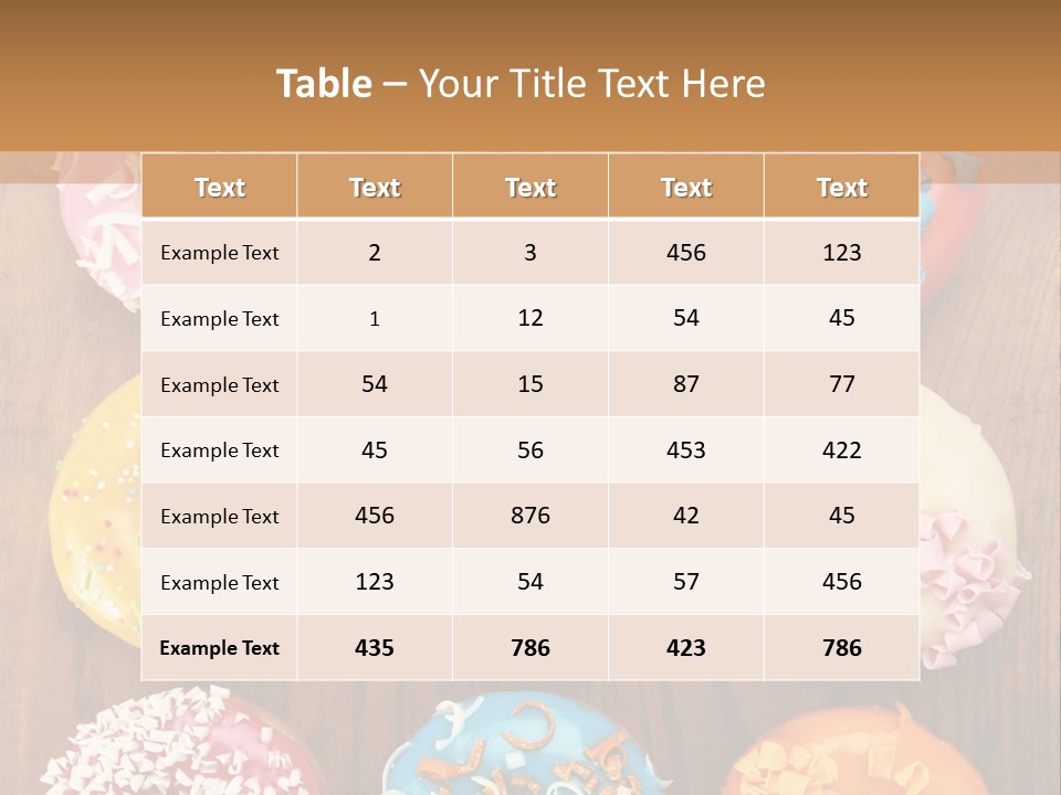 A Group Of Donuts Sitting On Top Of A Wooden Table PowerPoint Template
