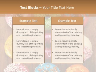 A Group Of Donuts Sitting On Top Of A Wooden Table PowerPoint Template