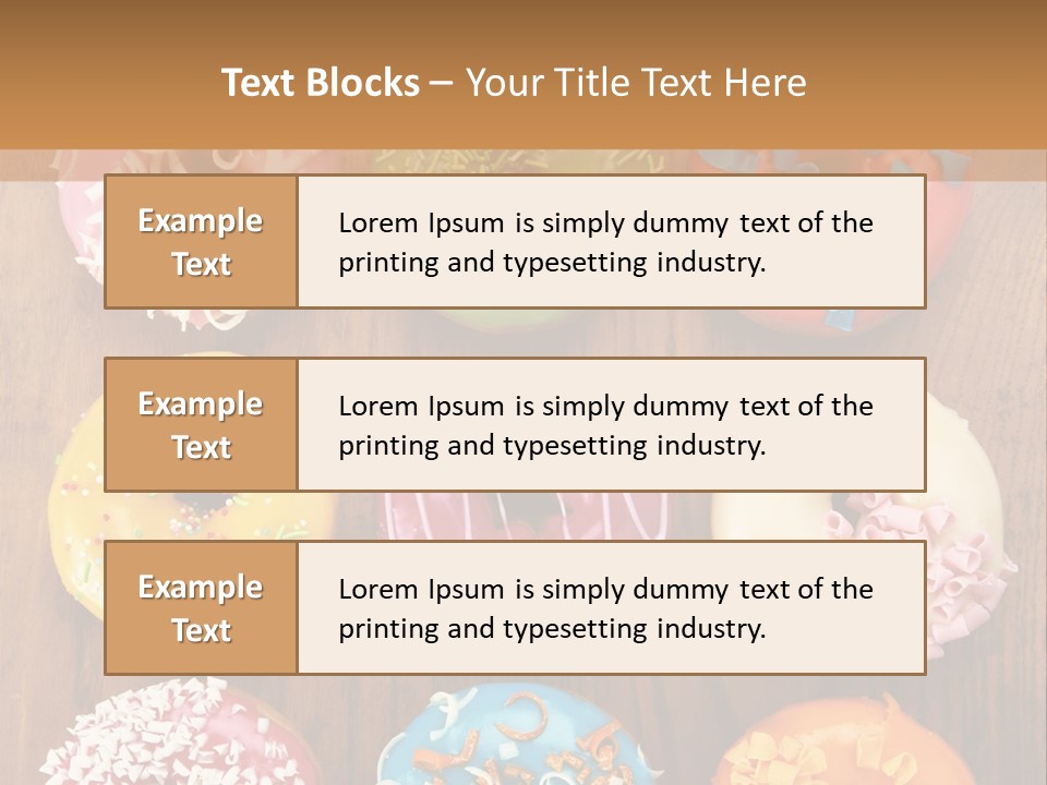 A Group Of Donuts Sitting On Top Of A Wooden Table PowerPoint Template