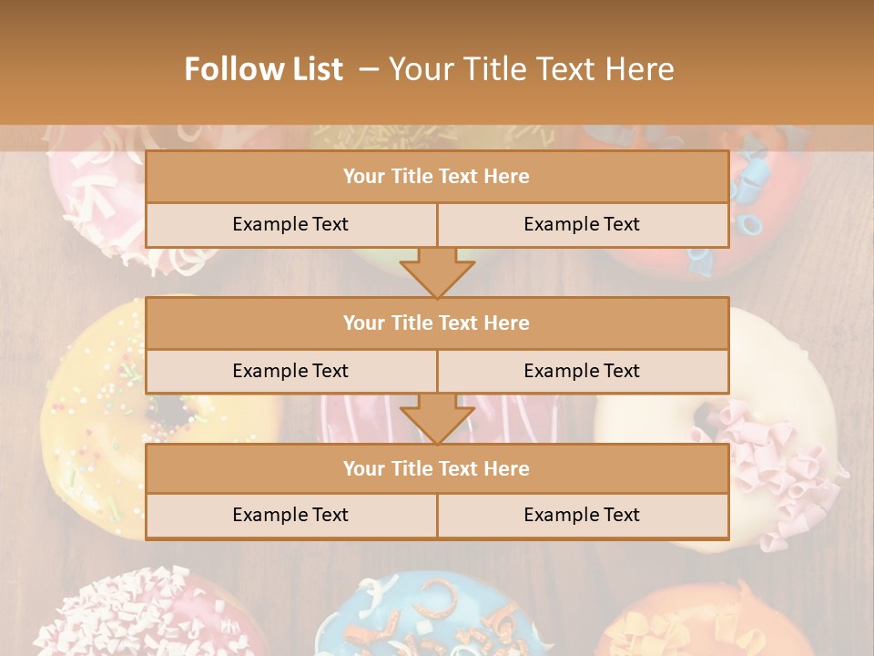 A Group Of Donuts Sitting On Top Of A Wooden Table PowerPoint Template