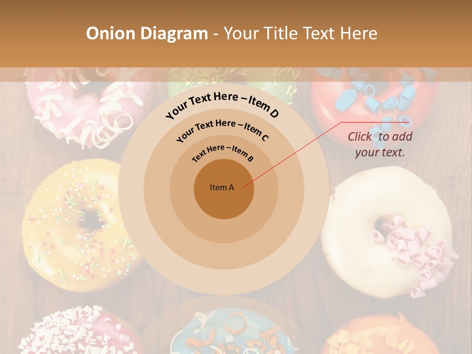 A Group Of Donuts Sitting On Top Of A Wooden Table PowerPoint Template