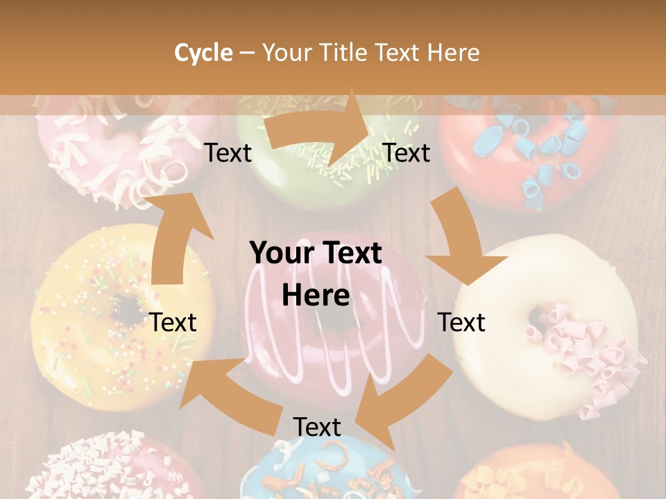 A Group Of Donuts Sitting On Top Of A Wooden Table PowerPoint Template