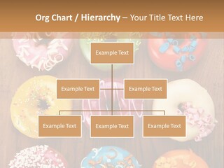 A Group Of Donuts Sitting On Top Of A Wooden Table PowerPoint Template